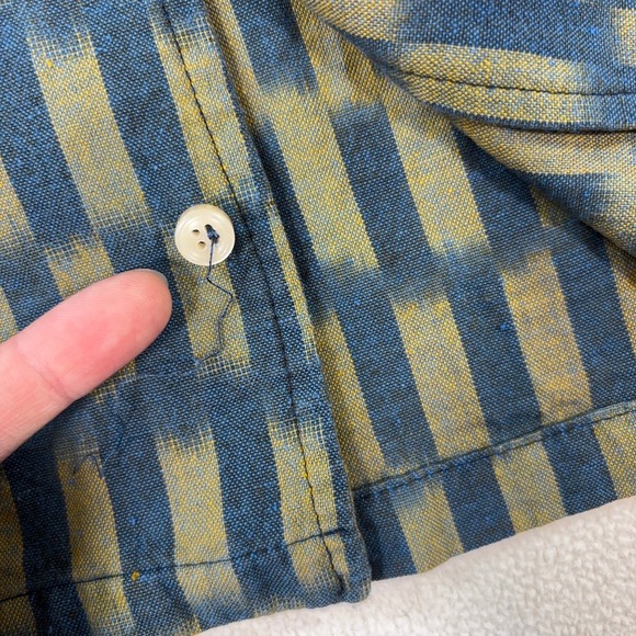 erEvan Shirt Men's L Green Japanese Fabric Geometric Pocket Made In France - Picture 14 of 16